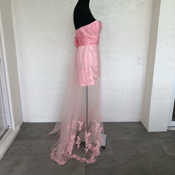 Alyce Paris Pink Etherial Lace Prom Pageant Gown Dress Womens 6 - Picture 8 of 11